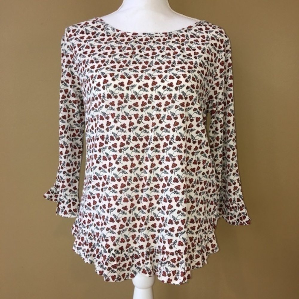 Gap longsleeve white floral print top